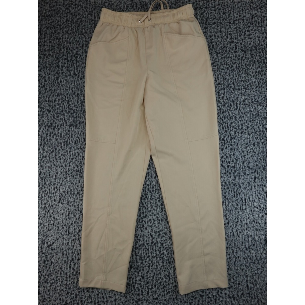 Avec Les Filles Jogger Pants Womens Small Beige Drawstring Elastic Seam Detail